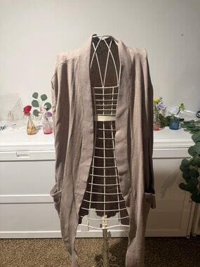 Worthington Taupe Open Drape Cardigan